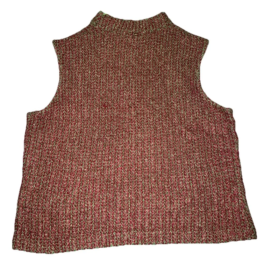 NEW St. John Sport By Marie Gray Red Tan Sweater Sleeveless Wool Size Large - Picture 4 of 4